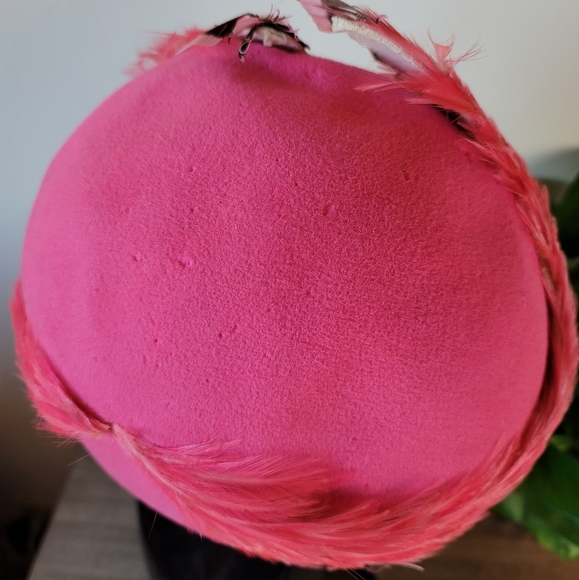 VTG 60s Jack McConnell Wool Felt Feather Hat - Picture 11 of 16